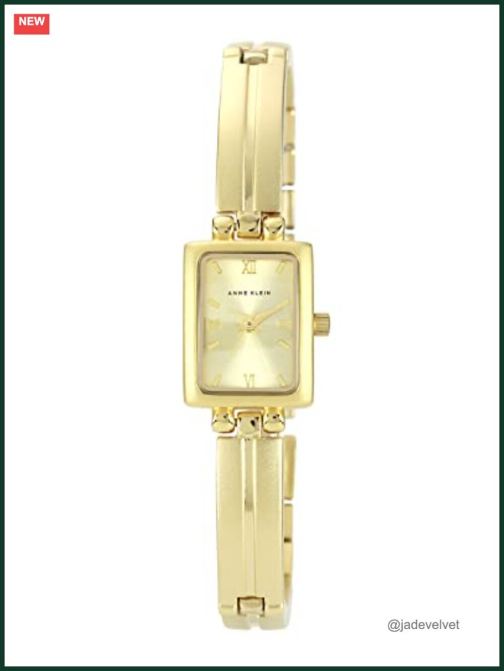 Gold-Tone Dress Watch Rectangular Champagne Dial Quartz Analog